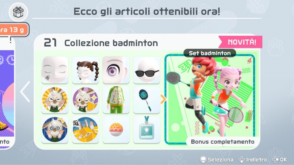 Nintendo Switch Sports collezione badminton